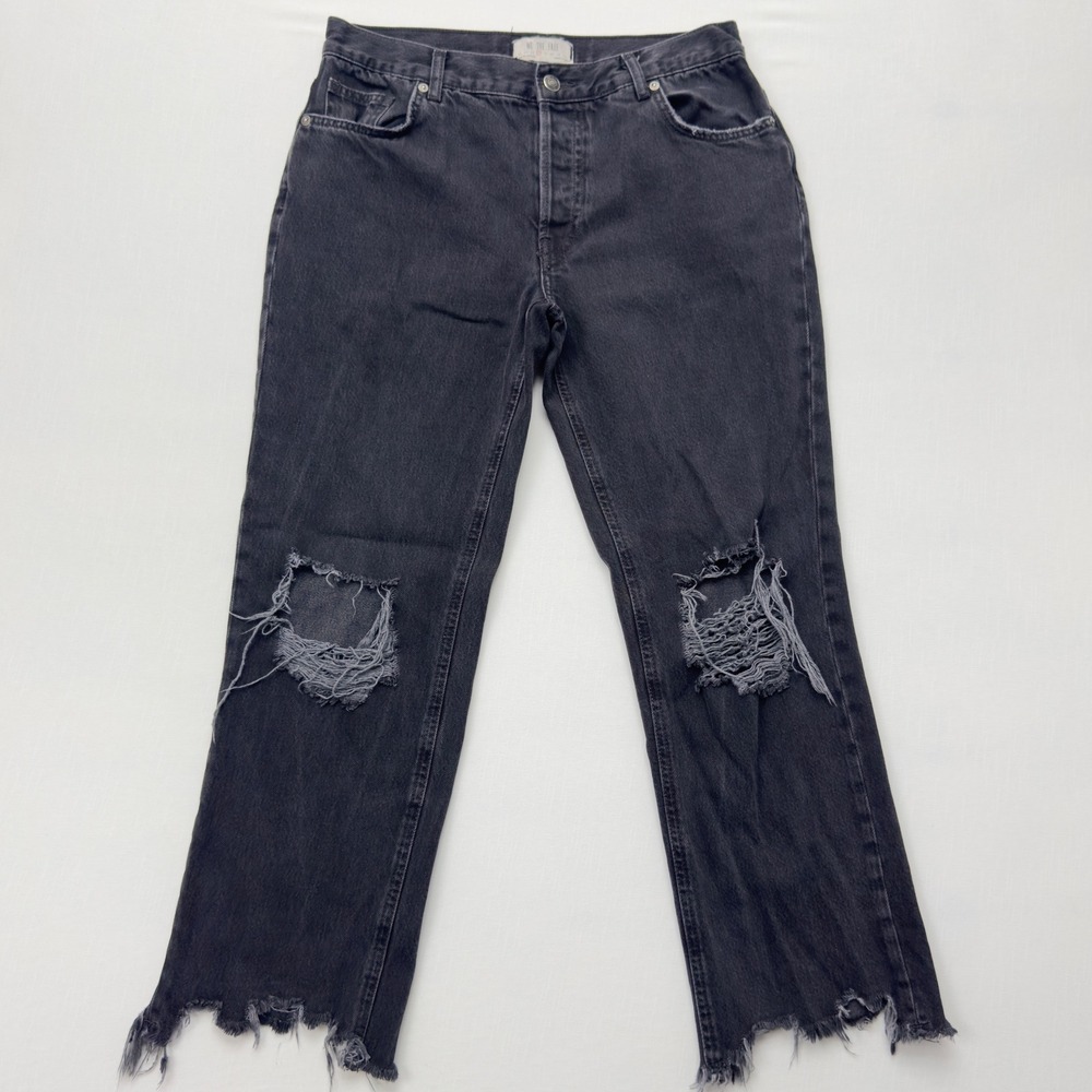 We The Free Maggie Mid Buttonfly Distressed Jeans Frayed‎ Hem Size 27(31x27)